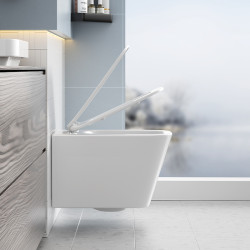 MISKA WC WISZĄCA RIMLESS RAIN-WH-RIM-03 BIAŁA DESKA WOLNOOPADAJĄCA DUROPLAST RAIN-WH-RIM-03