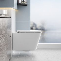 MISKA WC WISZĄCA RIMLESS RAIN-WH-RIM-03 BIAŁA DESKA WOLNOOPADAJĄCA DUROPLAST RAIN-WH-RIM-03