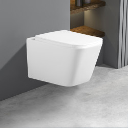 MISKA WC WISZĄCA RIMLESS RAIN-WH-RIM-03 BIAŁA DESKA WOLNOOPADAJĄCA DUROPLAST RAIN-WH-RIM-03