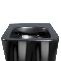 MISKA WC WISZĄCA RIMLESS RAIN-BL-RIM-03 CZARNA DESKA WOLNOOPADAJĄCA DUROPLAST RAIN-BL-RIM-03