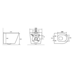 MISKA WC WISZĄCA RIMLESS RAIN-BL-RIM-03 CZARNA DESKA WOLNOOPADAJĄCA DUROPLAST RAIN-BL-RIM-03
