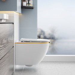 MISKA WC WISZĄCA RIMLESS MIZU-WH-GL-RIM-03 BIAŁA DESKA WOLNOOPADAJĄCA MIZU-WH-GL-RIM-03