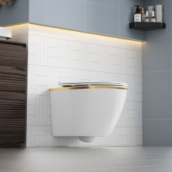 MISKA WC WISZĄCA RIMLESS MIZU-WH-GL-RIM-03 BIAŁA DESKA WOLNOOPADAJĄCA MIZU-WH-GL-RIM-03