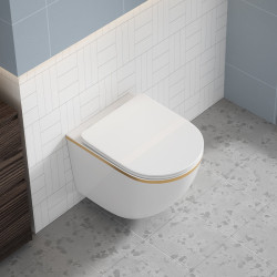 MISKA WC WISZĄCA RIMLESS MIZU-WH-GL-RIM-03 BIAŁA DESKA WOLNOOPADAJĄCA MIZU-WH-GL-RIM-03