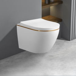 MISKA WC WISZĄCA RIMLESS MIZU-WH-GL-RIM-03 BIAŁA DESKA WOLNOOPADAJĄCA MIZU-WH-GL-RIM-03