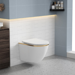 MISKA WC WISZĄCA RIMLESS MIZU-WH-GL-RIM-03 BIAŁA DESKA WOLNOOPADAJĄCA MIZU-WH-GL-RIM-03