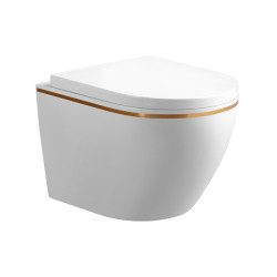 MISKA WC WISZĄCA RIMLESS MIZU-WH-GL-RIM-02 BIAŁA DESKA WOLNOOPADAJĄCA DUROPLAST MIZU-WH-GL-RIM-02