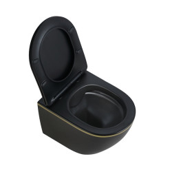 MISKA WC WISZĄCA RIMLESS MIZU-MTB-GL-RIM-03 CZARNA MAT DESKA WOLNOOPADAJĄCA DUROPLAST MIZU-MTB-GL-RIM-03