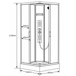 KABINA Z HYDROMASAŻEM WSH312A MLECZNA 80x80 CM WSH312A-80