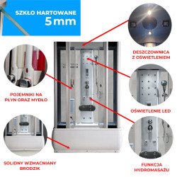 WSH7716W  KABINA Z HYDROMASAŻEM WHITE WSH7716W-WH-120X85