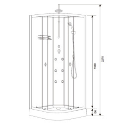 KABINA PRYSZNICOWA Z HYDROMASAŻEM WSH7703B 90x90 CM WSH7703B-90