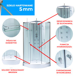 KABINA PRYSZNICOWA Z HYDROMASAŻEM WSH7703B 90x90 CM WSH7703B-90
