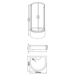KABINA PRYSZNICOWA Z HYDROMASAŻEM WSH7128 125x90 CM WSH7128-125X90