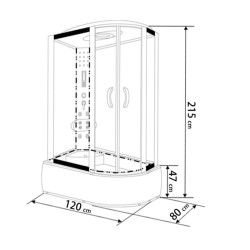 KABINA PRYSZNICOWA Z HYDROMASAŻEM WSH7106L LEWA 120x80 CM WSH7106L-120X80
