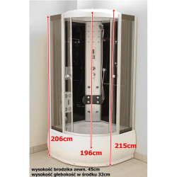 KABINA PRYSZNICOWA Z HYDROMASAŻEM WSH7101 90x90 CM WSH7101-90