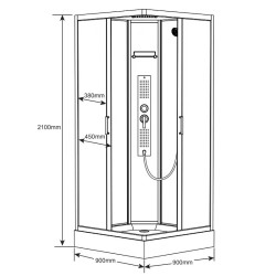 KABINA PRYSZNICOWA Z HYDROMASAŻEM WSH312B 90x90 CM WSH312B-90
