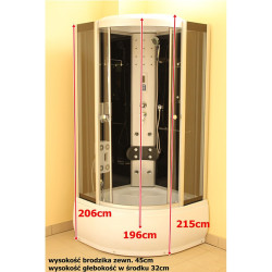 KABINA PRYSZNICOWA Z HYDROMASAŻEM I SAUNĄ WSH7127S 110x110 CM WSH7127S-110