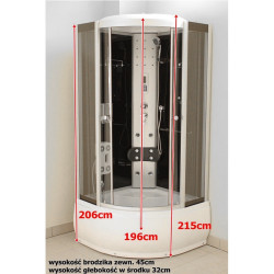 KABINA PRYSZNICOWA Z HYDROMASAŻEM I SAUNĄ WSH7080S 80x80 CM WSH7080S-80