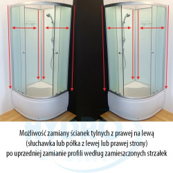 KABINA PRYSZNICOWA PÓŁOKRĄGŁA Z BRODZIKIEM WSH304A MAT CHROM 80x80 CM WSH304A-MAT-80