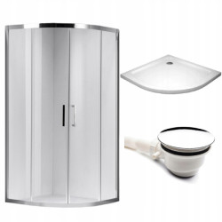 KABINA PRYSZNICOWA PÓŁOKRĄGŁA Z BRODZIKIEM KZ101A/ST01A CHROM/BIAŁY 80x80CM KZ101A+ST01A