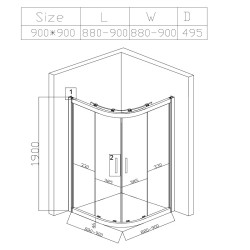 KABINA PRYSZNICOWA PÓŁOKRĄGŁA Z BRODZIKIEM BS01B/SXL01B CZARNA/BIAŁY 90x90 BS01B+SXL01B-WH