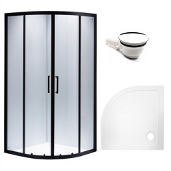 KABINA PRYSZNICOWA PÓŁOKRĄGŁA Z BORDZIKIEM BS01B/ST01B CZARNA/BIAŁY 90x90CM BS01B+ST01B-WH