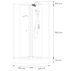 KABINA PRYSZNICOWA PÓŁOKRĄGŁA WSH313B 90x90 CM WSH313B-90
