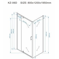 KABINA PRYSZNICOWA PROSTOKĄTNA KZ06D CZARNA 120x80 CM KZ06D-BL-120X80