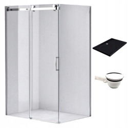 KABINA PRYSZNICOWA PROSTOKĄTNA Z BRODZIKIEM KZ202A/ST04A CHROM/CZARNY 100x90 CM