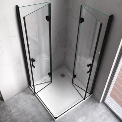 KABINA PRYSZNICOWA PROSTOKĄTNA Z BRODZIKIEM KZ12B/SXL03C CZARNA 100x80 CM