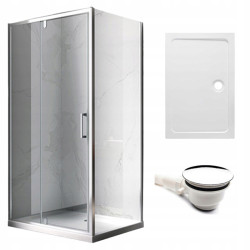 KABINA PRYSZNICOWA PROSTOKĄTNA + BRODZIK KZ06B/ST03A CHROM/BIAŁY 100x80 CM KZ06B+ST03A-WH