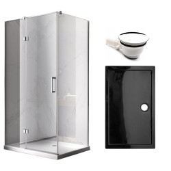 KABINA PRYSZNICOWA PROSTOKĄTNA + BRODZIK KZ03D/ST06C CHROM/CZARNY 120x100CM KZ03D+ST06C-BL