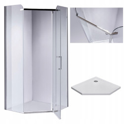 KABINA PRYSZNICOWA PIĘCIOKĄTNA Z BRODZIKIEM KZ91A/ST07A CHROM/BIAŁY 80x80 CM