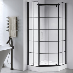 KABINA PRYSZNICOWA PIĘCIOKĄTNA Z BRODZIKIEM BS06B/SXL07B CZARNA 90x90 CM