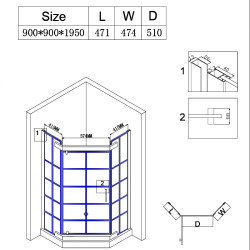 KABINA PRYSZNICOWA PIĘCIOKĄTNA Z BRODZIKIEM BS06B/SXL07B CZARNA 90x90 CM