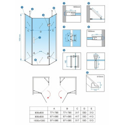 KABINA PRYSZNICOWA PIĘCIOKĄTNA KZ10B ZŁOTA 90x90 CM KZ10B-GL-90