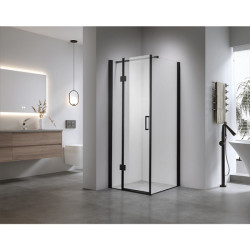 KABINA PRYSZNICOWA KWADRATOWA Z BRODZIKIEM KZ1390B/RIKO CZARNA/CZARNY 90x90 CM KZ1390B-BL+RIKO-BL