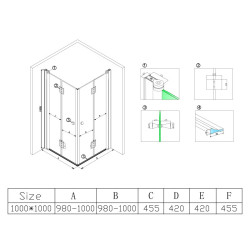KABINA PRYSZNICOWA KWADRATOWA Z BRODZIKIEM KZ1290C/SXL02C CHROM/BIAŁY 100x100 CM KZ1290C+SXL02C