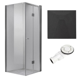 KABINA PRYSZNICOWA KWADRATOWA Z BRODZIKIEM KZ1180B/RIKO CZARNA/CZARNY 90x90 CM KZ1180B+RIKO-BL-90