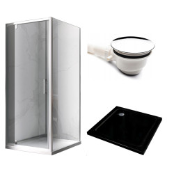 KABINA PRYSZNICOWA KWADRATOWA Z BRODZIKIEM KZ04B/ST02A CHROM/CZARNY 80x80CM KZ04B+ST02A-BL