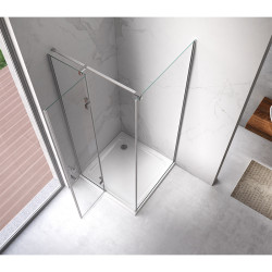 KABINA PRYSZNICOWA KWADRATOWA Z BRODZIKIEM KZ01D/ST06A CHROM/CZARNY 100x100 KZ01D+ST06A-BL