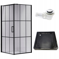 KABINA PRYSZNICOWA KWADRATOWA Z BRODZIKIEM BS13A/SXL02A CZARNA/CZARNY 80x80 BS13A+SXL02A-BL