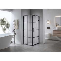 KABINA PRYSZNICOWA KWADRATOWA Z BRODZIKIEM BS10A/ST02A CZARNA/BIAŁY 80x80 CM BS10A+ST02A-WH