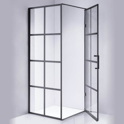 KABINA PRYSZNICOWA KWADRATOWA Z BRODZIKIEM BS10A/ST02A CZARNA/BIAŁY 80x80 CM BS10A+ST02A-WH