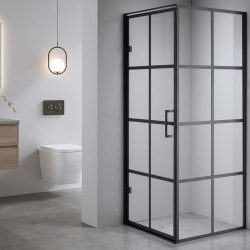 KABINA PRYSZNICOWA KWADRATOWA Z BRODZIKIEM BS10A/ST02A CZARNA/BIAŁY 80x80 CM BS10A+ST02A-WH