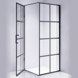 KABINA PRYSZNICOWA KWADRATOWA Z BRODZIKIEM BS10A/ST02A CZARNA/BIAŁY 80x80 CM BS10A+ST02A-WH
