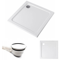 KABINA PRYSZNICOWA KWADRATOWA Z BRODZIKIEM BS10A/ST02A CZARNA/BIAŁY 80x80 CM BS10A+ST02A-WH