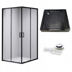 KABINA PRYSZNICOWA KWADRATOWA Z BRODZIKIEM BL30B/SXL02B CZARNA/CZARNY 90x90 BL30B+SXL02B-BL-90