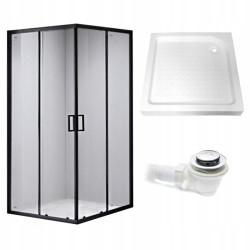 KABINA PRYSZNICOWA KWADRATOWA Z BRODZIKIEM BL30B/SXL02B CZARNA/BIAŁY 90x90 BL30B+SXL02B-WH-90