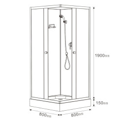 KABINA PRYSZNICOWA KWADRATOWA WSH314A 80x80 CM WSH314A-80